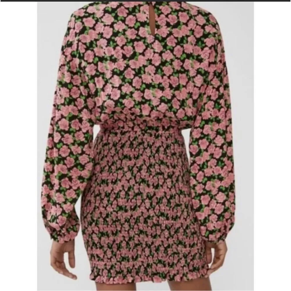 Zara Pink and Black Floral Long Sleeve Dress